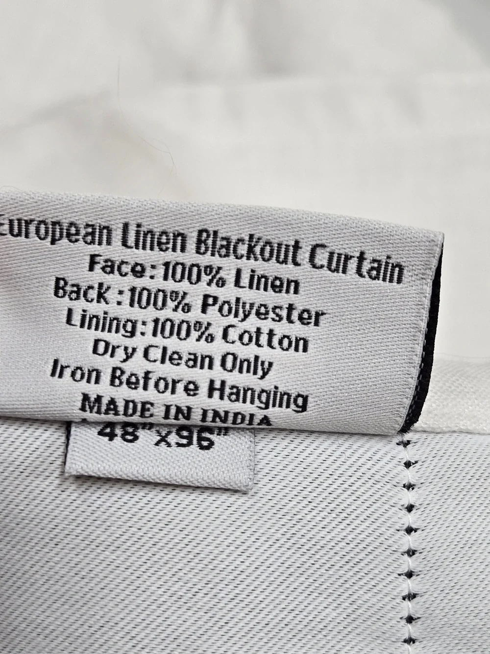 QUINCE Set Of 2 48x96 European Linen True Blackout Curtains White 9627
